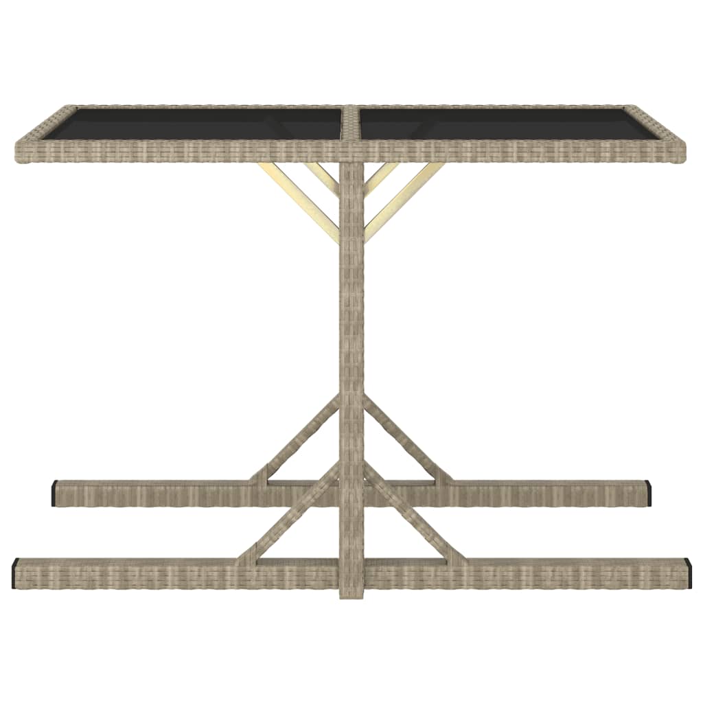 Gartentisch Beige 110×53×72 cm Glas und Poly Rattan